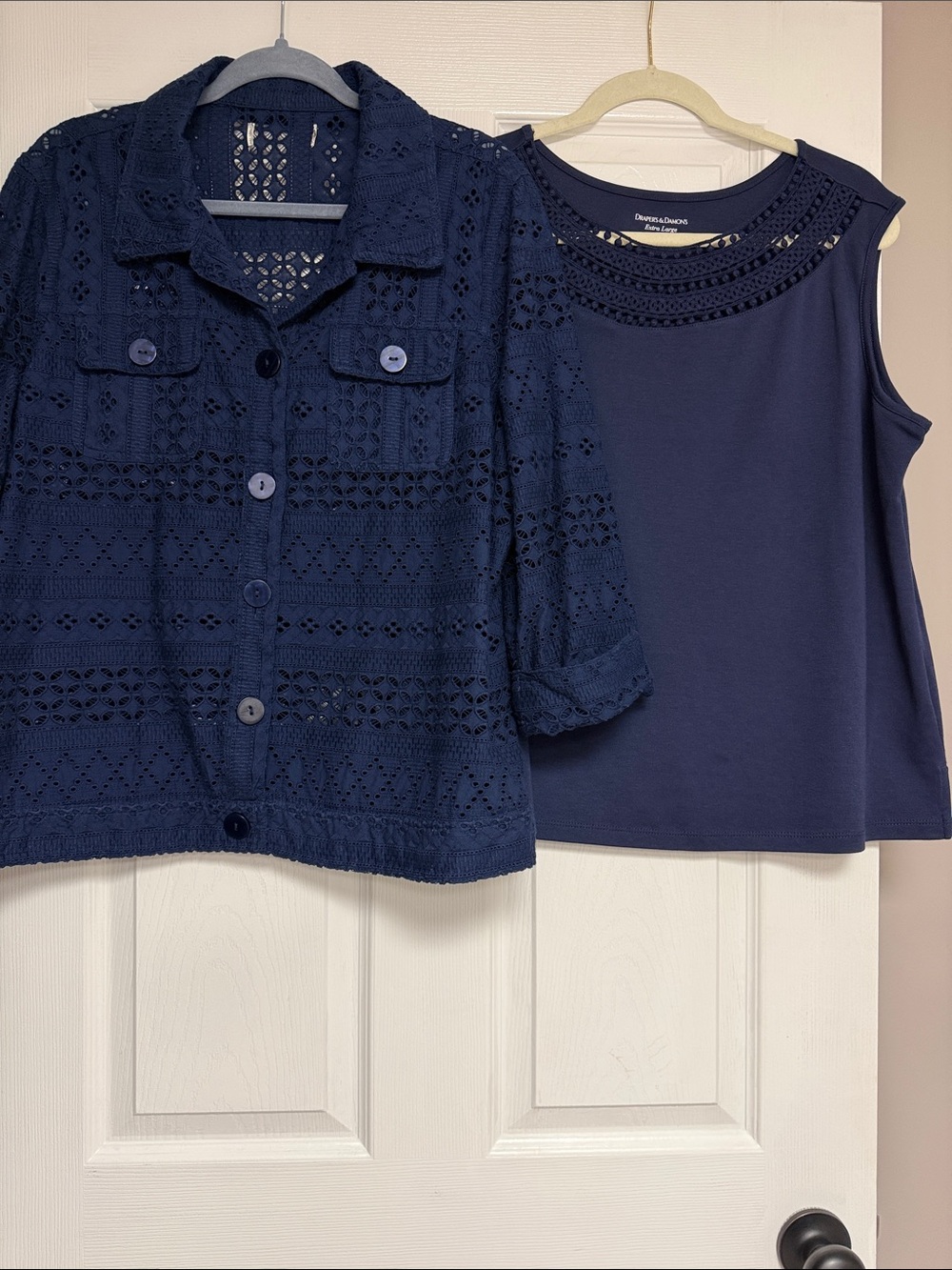 Draper’s & Damons Navy Crochet Jacket & Tank Top Set - Women's Extra Large